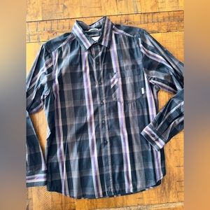 Omni-Wick Columbia Women’s Purple Gray Black Plaid Long Sleeve Button Up Shirt